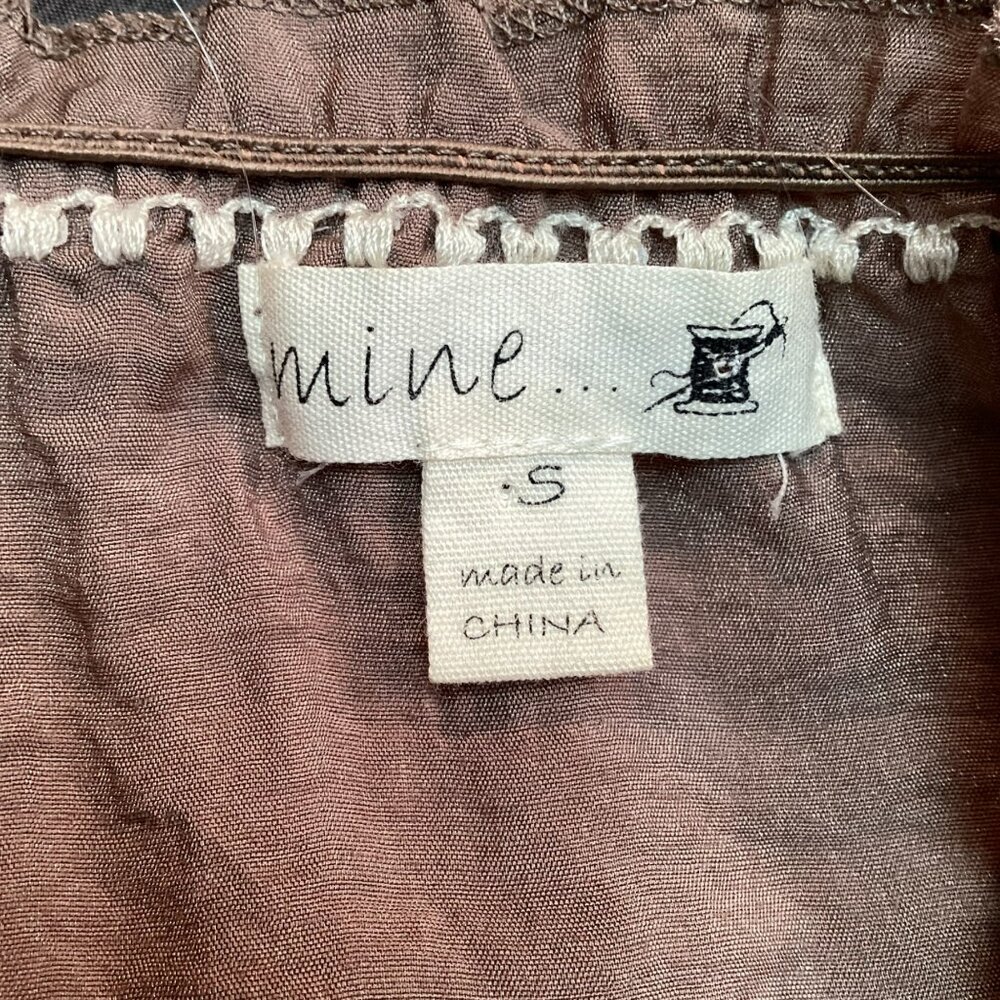 Mine Embroidered Boho Womens Small Top Brown Cotton Rayon Blend - Picture 8 of 10